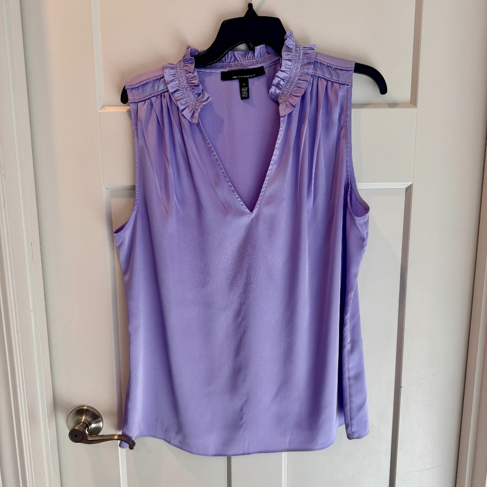 White House Black Market Light Purple Ruffled Blouse